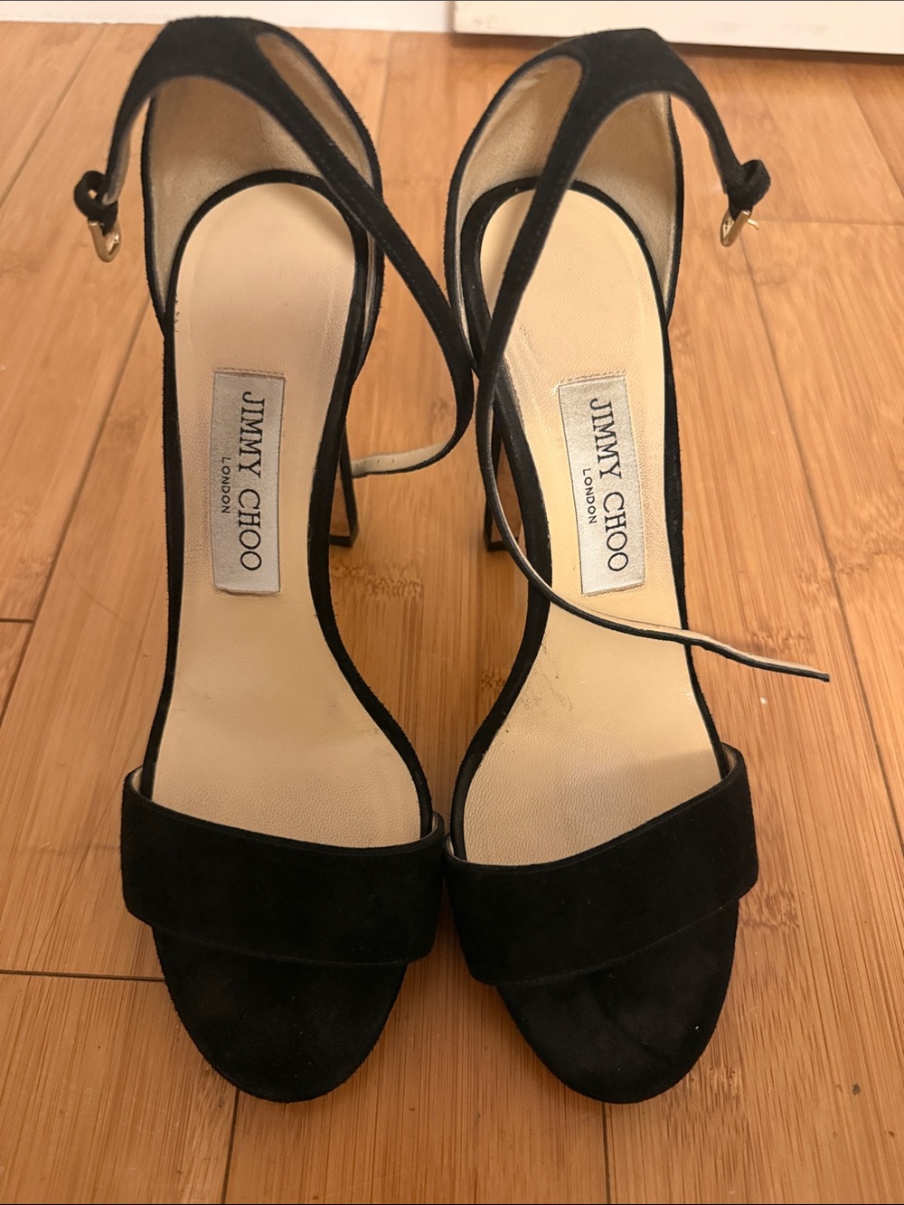 Jimmy Choo Black Suede Open-Toe Slingback Sandals